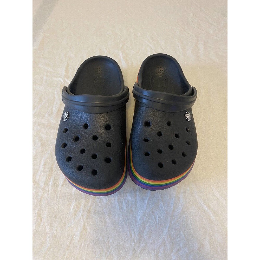 Crocs Crocband Color Spectrum Black Clogs Rainbow Pride Size 6 Womens Size 4 Men